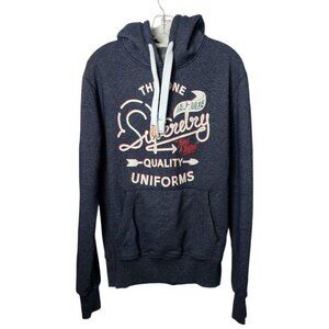 Superdry Grit Tab Vtg Hoodie Pullover With Drawstrings Navy Blue Large